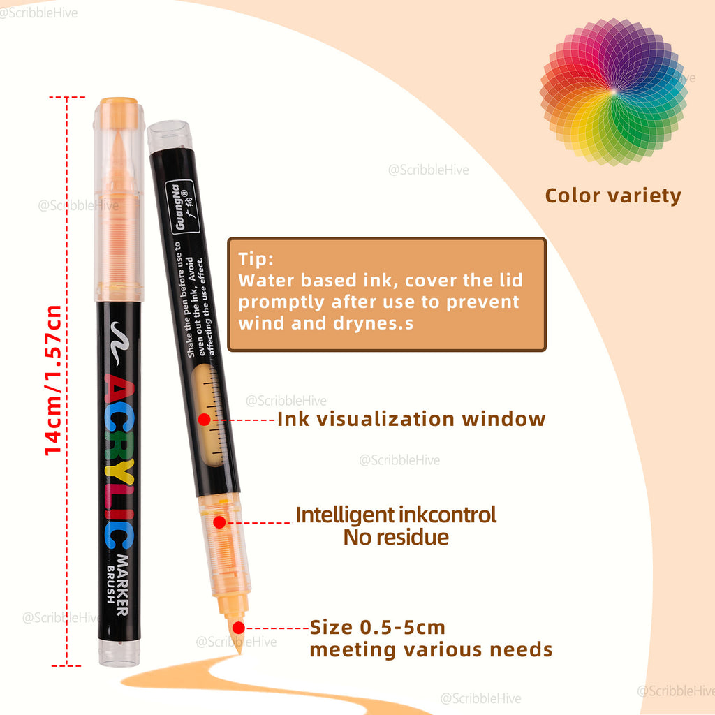 Nuevo set de marcadores Guangna de 360 colores para llevar en la bolsa, adecuado para plástico, vidrio, metal, bambú, lienzo, roca, cerámica y manualidades de tela, y utilizado para fines de pintura artística profesional detail image