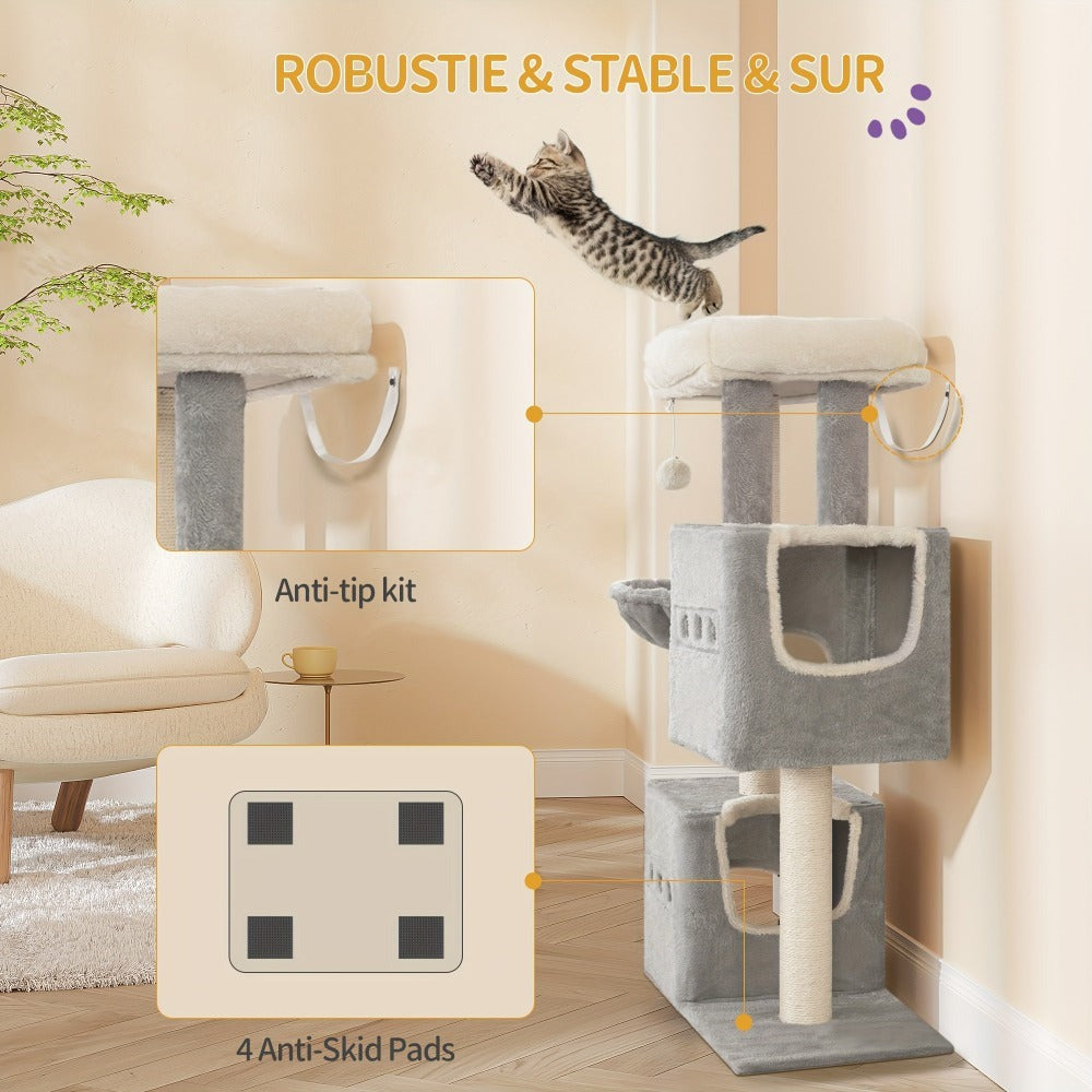 Rascador para gatos Poste 98 cm, Árbol, Antideslizante, Madera