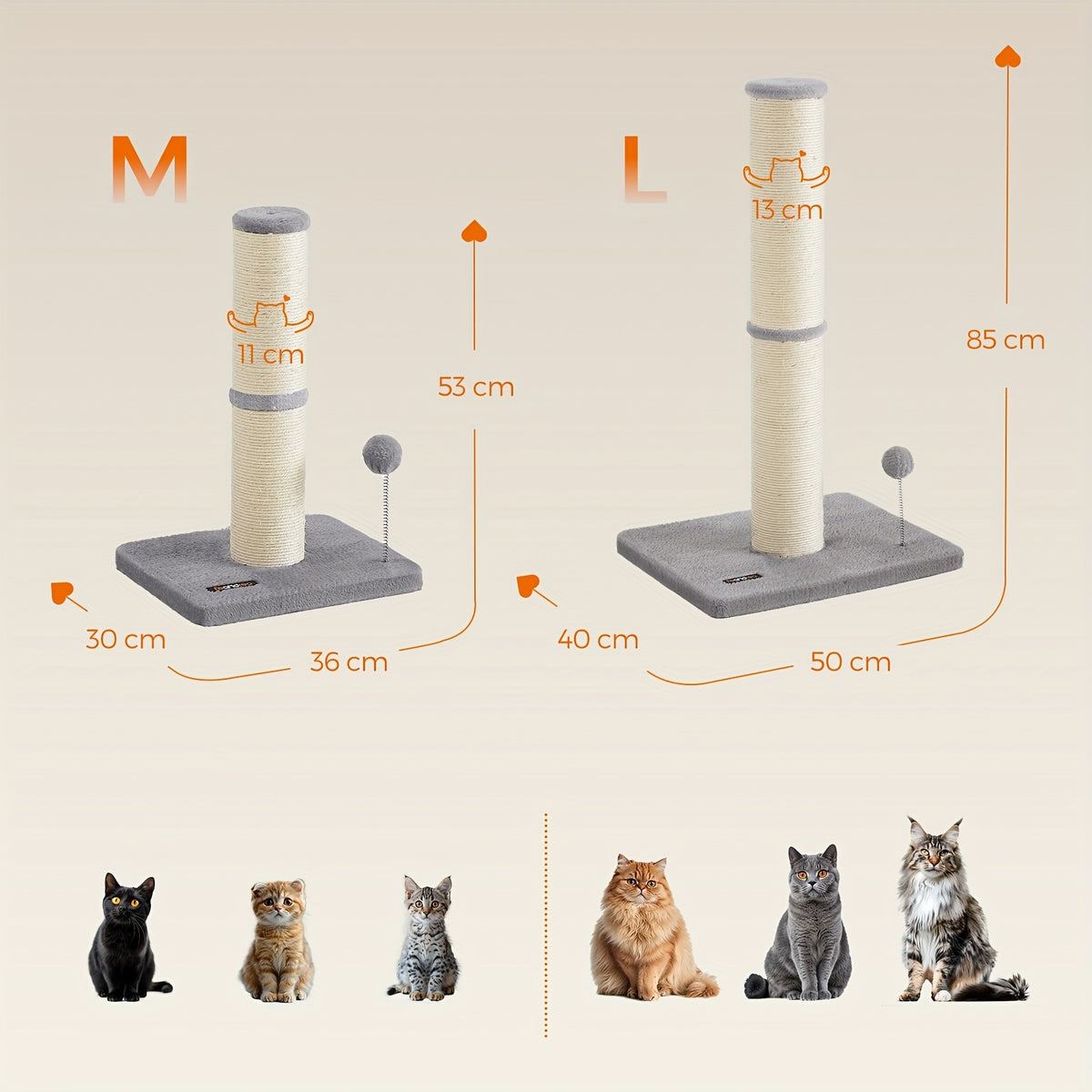 Rascador para gatos Juego cuidado uñas, 85 cm, para la rutina diaria de la mascota