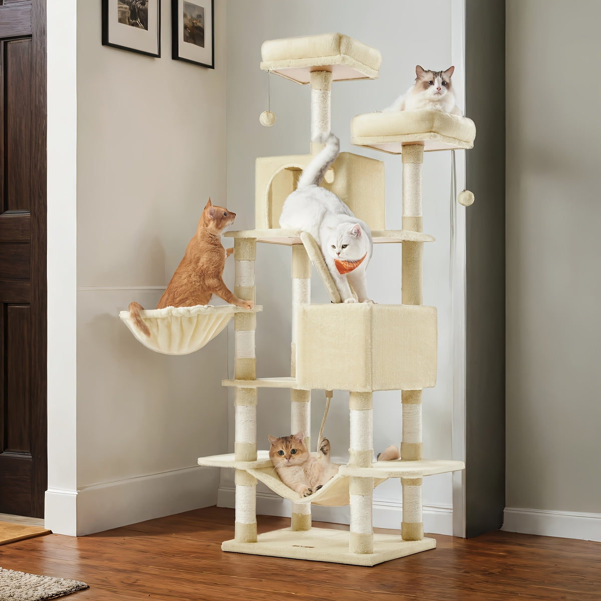 Rascador para gatos Árbol Feandrea Gran Tamaño con Múltiples Niveles