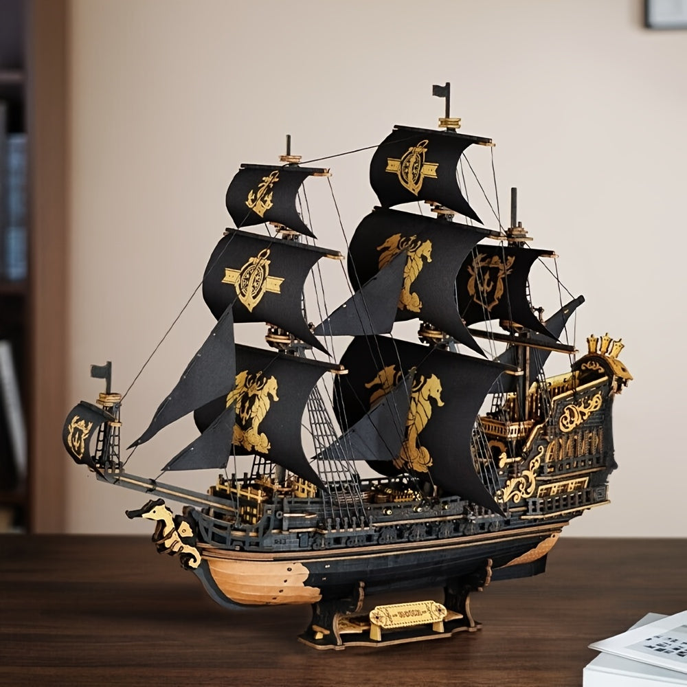 ROKR El Caballito de Mar Barca 3D Puzzle de Madera Modelos de Barcos Kits de Manualidades para Decoración del Hogar y la Oficina, un Regalo Distintivo para Amantes de las Manualidades Adultos product image