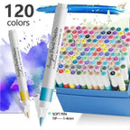Rotuladores de pintura acrílica de 120 colores - Marcadores acrílicos multicolor, pinceles de pintura acrílica, rotuladores acrílicos para piedras, impermeables, juego de rotuladores acrílicos de punta de pincel, de secado rápido, ideales p