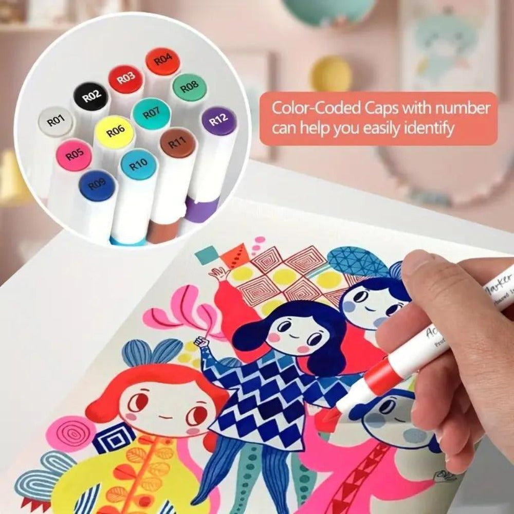Rotuladores de pintura acrílica de 48/60/80 colores - Pinceles de pintura acrílica multicolor, rotuladores acrílicos para piedras, impermeables, juego de rotuladores acrílicos de punta de pincel, de secado rápido, ideales para pintar piedra