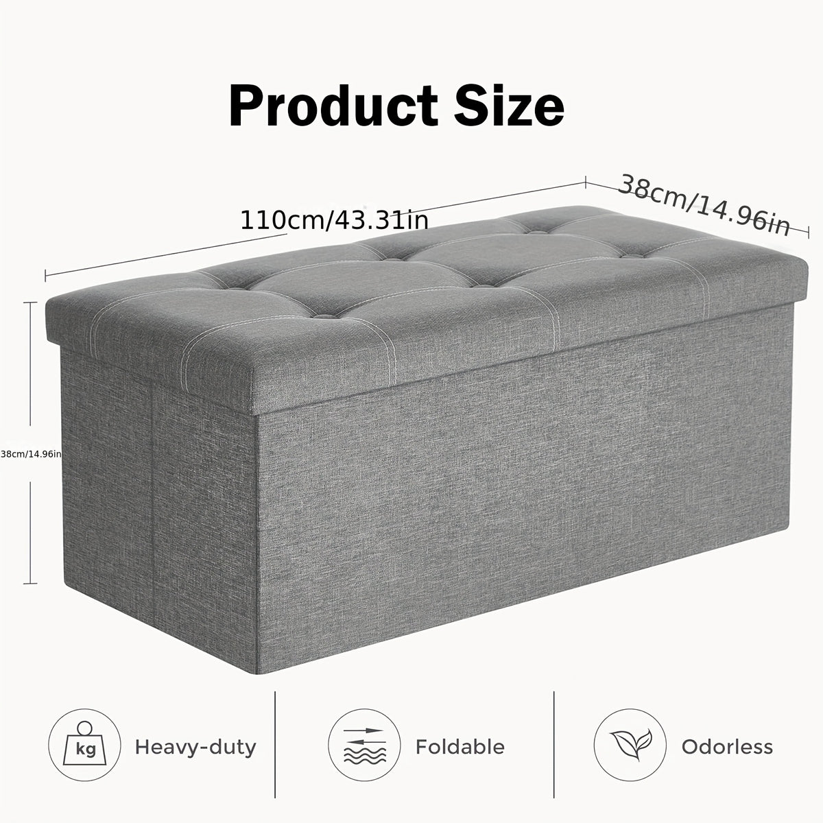 Taburete de almacenamiento plegable de tela, el material de tela es fácil de guardar y fácil de cuidar, 2 tamaños disponibles, fuerte capacidad de carga adecuada para sentarse, taburete para cambiar zapatos en el sofá, banco de almacenamien