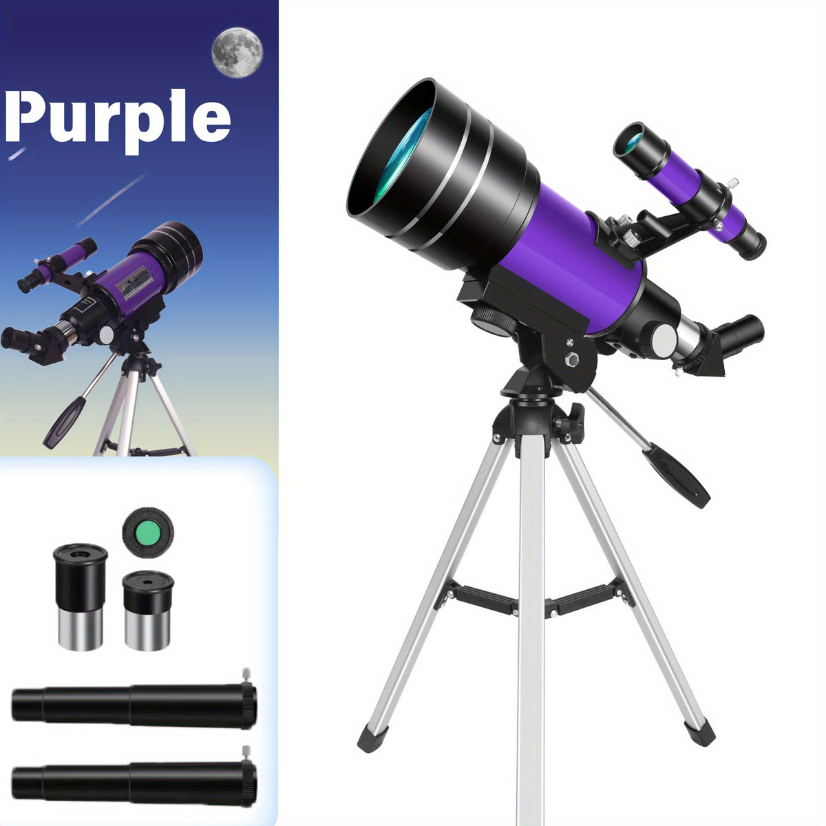 Telescopio Astronómico Profesional de Aumento 99X - Telescopio Monocular Portátil con Gran Apertura de 70 mm, Adecuado para la Educación Científica, Observación de Estrellas y Camping, Regalo Ideal de Navidad y Cumpleaños variant image - pr