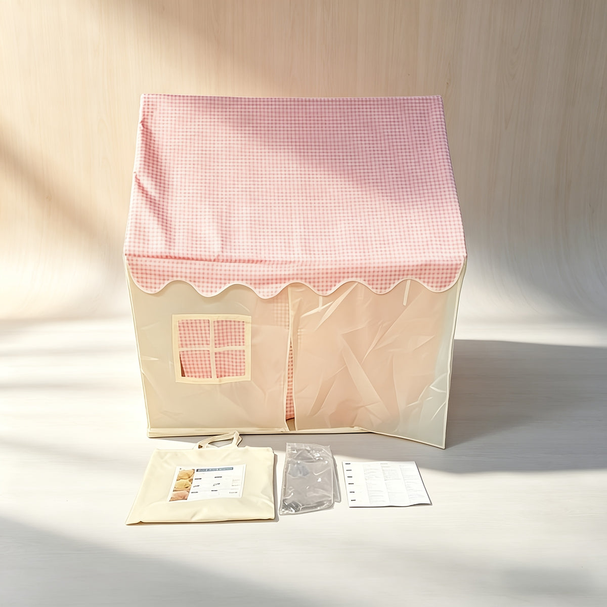 Tienda de campaña estilo casa a cuadros rosa y blanco - Casa de juegos extra grande para interiores y exteriores para niños | Se pliega para un fácil almacenamiento | Casa a cuadros rosa grande | Regalo perfecto para vacaciones y cumpleaños