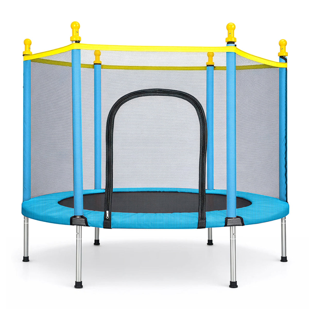 Trampolín de 1.5 pies con cubierta de red de seguridad y accesorios | Saltarín de espacio libre para uso en interiores y exteriores, forma redonda, material de hierro y ABS, disponible en naranja y rosa - Marca: youyijia variant image - pro