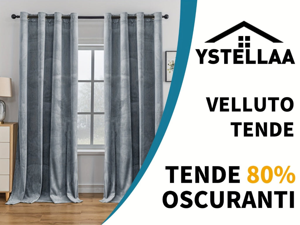 Ystyle 2 piezas Cortinas Interiores de Terciopelo, 140 X 300 Cm, Cortinas Opacas Modernas para Dormitorio con Ojales, Cortina Térmica Aislante Fría para Sala de Estar, Sala de Estar, Dormitorio, Azul detail image - detail view 18