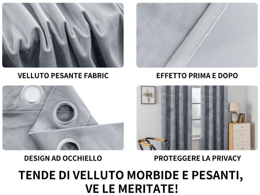 Ystyle 2 piezas Cortinas Interiores de Terciopelo, 140 X 300 Cm, Cortinas Opacas Modernas para Dormitorio con Ojales, Cortina Térmica Aislante Fría para Sala de Estar, Sala de Estar, Dormitorio, Azul detail image - detail view 19
