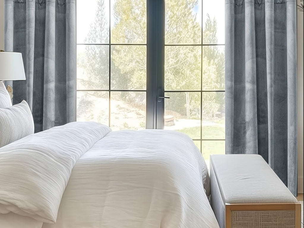 Ystyle 2 piezas Cortinas Interiores de Terciopelo, 140 X 300 Cm, Cortinas Opacas Modernas para Dormitorio con Ojales, Cortina Térmica Aislante Fría para Sala de Estar, Sala de Estar, Dormitorio, Azul detail image - detail view 23